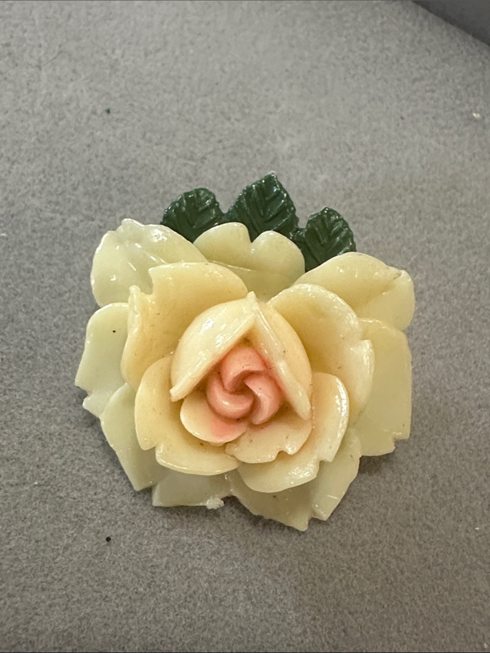 Cream and Pink Rose Leaf Brooch - Classic Floral Pin